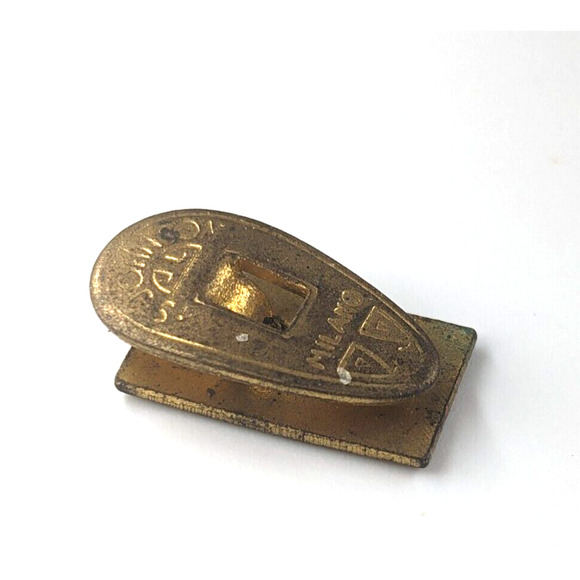 VTG Fiat Italian Automobile Red Gold Tone Enamel Lapel Button Hole Badge Milano - Picture 7 of 8